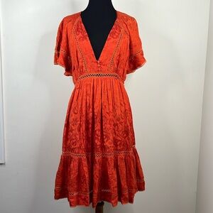 CABALLERO Rusted Orange Whimsical Romantic Dress S